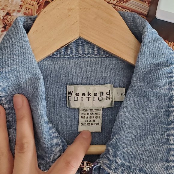 Vintage 90s Weekend Edition Zipperfront Denim Top - Picture 4 of 8